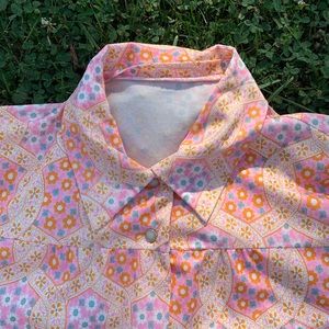 Vintage 1970s Floral Housecoat Pajama Dress
